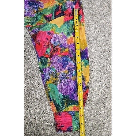 Basic Editions 100% SILK Watercolor Button Up Long Sleeve Top Retro Women’s Sz L - Picture 7 of 7